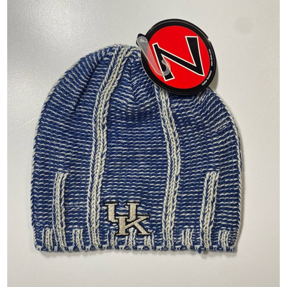 Kentucky Wildcats UK Beanie One Size Knit Winter Hat Blue White Uncuffed OS